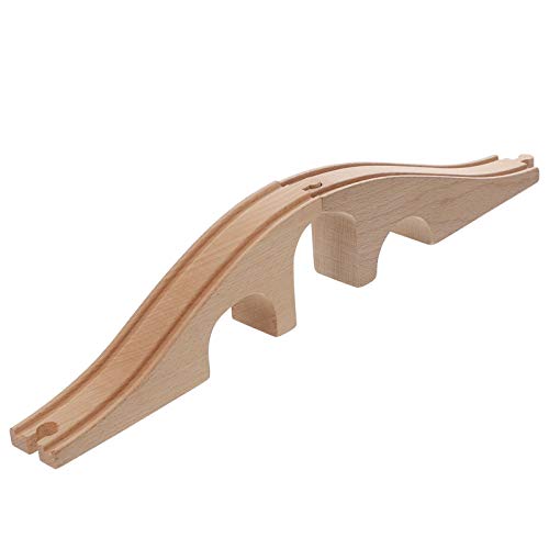 KONTONTY 1 Pc Pista De Juguete Tren De Cruce De Vías De Juguete Puente Colgante del Tren Pista De Autos para Rompecabezas Actividades De Mesa para Juguetes Khaki De Madera