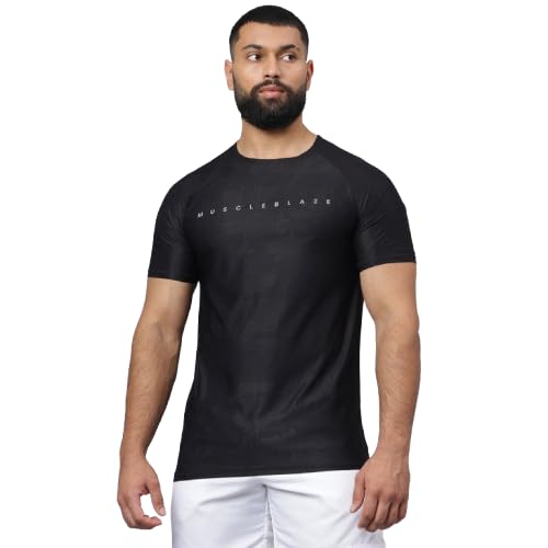 MuscleBlaze Half Sleeve Camo Dry-Fit Active Tee for Men-image-22