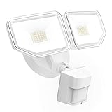 FREELICHT 40W LED Security Lights with Motion Sensor Outdoor, 4000Lm Exterior Flood Light with 2 Adjustable Heads, 5000K Daylight, IP65 Waterproof for Garage,Yard,Entryways, White
