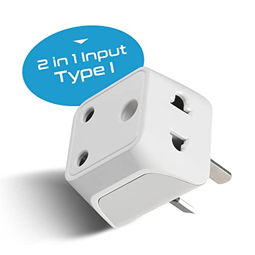 Image of Ceptics India to Australia Plug Converter - 2 in 1 China, New Zealand Adapter - Type I - CE Certified - RoHS Compliant - White - 1 Pack - Lifetime Limited Warranty