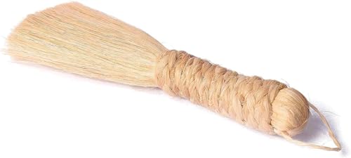 SATVIK - Escoba de tallo de plátano ecológica grande de 14 cm para Pooja, escoba de limpieza de mandir hecha a mano para habitación Puja, fibra de plátano Jhadu, duradera, ligera, diseño auspicioso