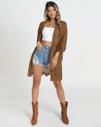 Image of Bsubseach Women Mesh Cardigan Bikini Beach Kimono Open Front Swimsuit Cover Ups Swimwear