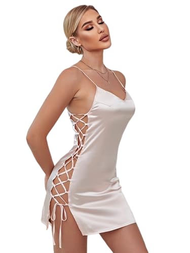 SSoShHub Babydoll Lingerie Mesh Nightie Women's Babydoll Bikini top with G String Satin Side Open Lingerie for Women Girl