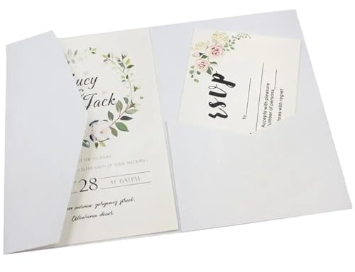 Invitaciones de boda en bolsillo tríptico para bodas románticas de primavera