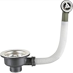 Fregadero Marmol Antiguo Precios Qrity Fregadero de Cocina 114 mm Colador de Cesta 1½ ´´Desagüe y Rebosadero, Colador de Cesta para Fregadero Acero Inoxidable