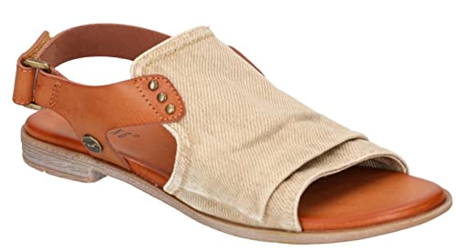 MUSTANG Damen Sandale Hochfront Nieten Faltendetail Klettverschluss 1388-808, Größe:39 EU, Farbe:Beige
