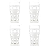 Lifefactory 20-Ounce Beverage Glasses with Protective Silicone Sleeves, 4 Count (Pack of 1), Optic White, LF340141C4