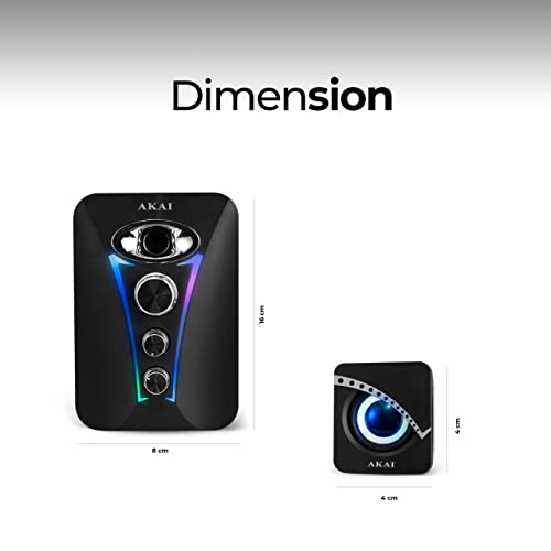 AKAI-Zest-MS2222-22W-21-Channel-Wired-Gaming-Speaker-with-Subwoofer-for-Laptop-PC-Desktop-Computer-USB-Powered35mm-Aux-Input-with-RGB-Lights-Stereo-Bass-with-Volume-Controller-Black