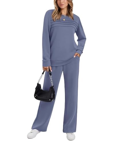 Women's 2 Piece Sets Sweatshirt Casual Lounge Sweat Outfits Sets Long Sleeve Suits Wide Leg Pants 2025 Tracksuit3