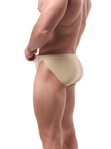 Summer Code Men's Swim Briefs Solid Bikini Padded Swimsuit Low Waist Swimwear with Adjustable Strings4