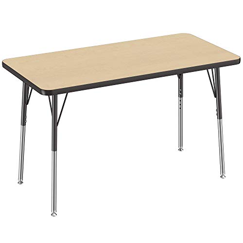 FDP 24" x 48" Rectangle Table with Swivel Glide Legs - Maple/Black