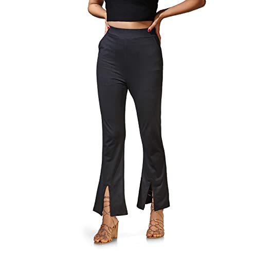 Image of Leriya Fashion Women's Western Trouser Pant | Solid Stretchy Lycra Tapered Trousers with 2 Front Pockets | Regular Fit Trouser for Professionals | Casual | Wear for Ladies