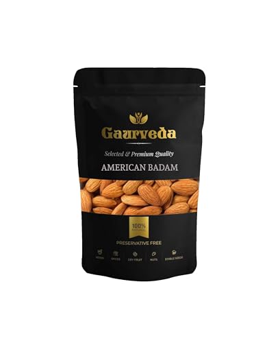 Image of GAURVEDA American Badam (Almonds) -, Fresh & Crunchy Nuts for Healthy Snacking & Immunity Boost - 100% Natural | 50 Grams