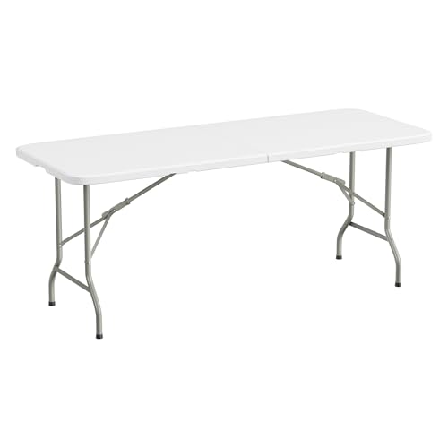 Elevon Folding Table, 8 Feet Heavy Duty Fold-in-Half Utility Table Indoor Outdoor for Camping, Picnic, Party
