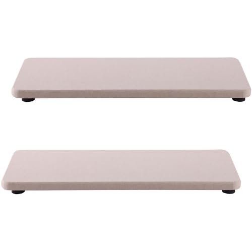 NiuYichee 2 Pcs Water Absorbing Stone Trays, Kitchen/Bathroom Sink Soap Dish, Diatomite Tray Used for Hand Soap & Cosmetic Bottles in The Modern Home, 3.15" W x 8.7" L, Light Gray