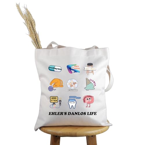 PWHAOO EDS Awareness Gift Ehker’s Danlos Life Tote Bag Invisible Illness Handbag Chronic Illness Warrior Gift (Ehker’s Danlos Life T)