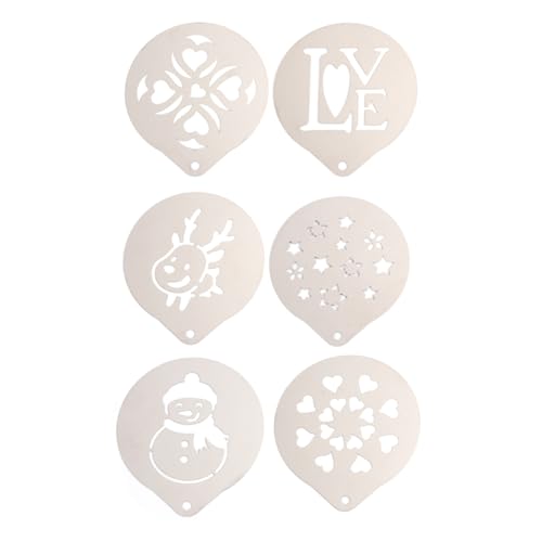 STOBAZA Plantillas para Arte Latte Acero Inoxidable Herramientas Precisas para Decoración de Cappuccino y Café con Leche Modelos Surtidos Fáciles de Usar y Limpiar