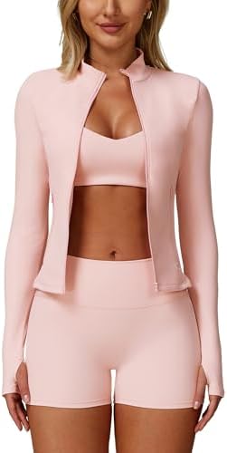 ABOCIW 3 Piece Workout Sets for Women Zipper Long Sleeve Jacket Y...