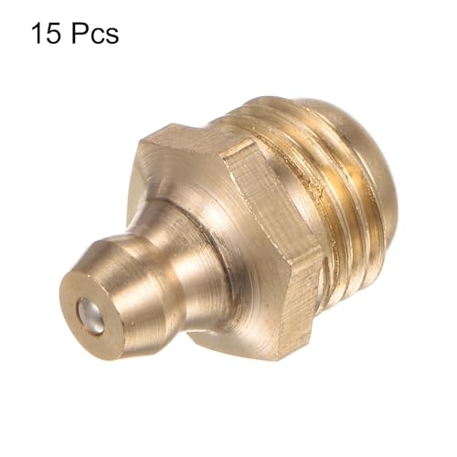 Image of HARFINGTON 15pcs Brass Straight Grease Fitting M12x1.25mm Metric Thread Hydraulic Grease Nipple Accessories for Car