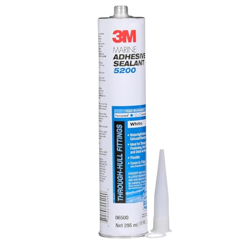 Image of 3M Marine Adhesive Sealant 5200 (06500) Permanent Bonding & Sealing for Boats & RVs Above & Below the Waterline Waterproof Repair, White, 10 fl oz Cartridge (Pack of 12)