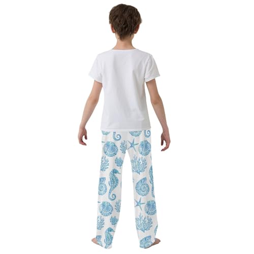 ZZKKO Watercolor Seashell Coral Seahorse Boys Pants for Kids Jogger Pants with Pockets S-XL3