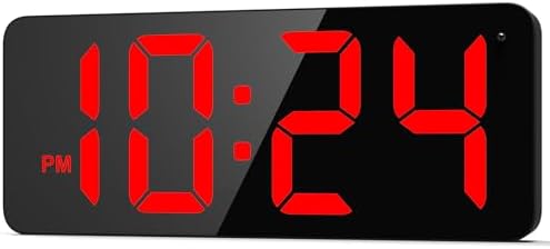 Wall Clock - LED Digital Wall Clock with Large Display, Big Digits, Auto-Dimming, Anti-Reflective Surface, 12/24Hr Format, Small Silent Wall Clock for Living Room, Bedroom, Farmhouse, Kitchen, Office
