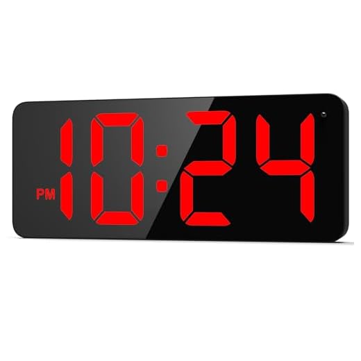 LED Digital Wall Clock with Large Display, Big Digits, Auto-Dimming, Anti-Reflective Surface, 12/24Hr Format, Small Silent Wall Clock for Living Room, Bedroom, Farmhouse, Kitchen, Office