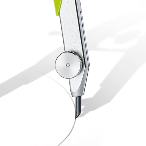 STAEDTLER Zirkel Mars Comfort, Geometriezirkel mit Spindelführung, Rundfederkopf und Mitteltriebspindel, präzise, Etui mit Klappdeckel und Minendose, neon blau-grün, 556 00-N1