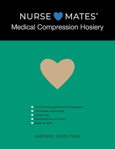 Nurse Mates Medical Compression 15-20mmHg Pantyhose | Reduced Swelling & Leg Fatigue | 1 Pair | Nude Size B