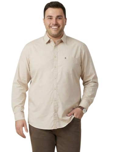 Image of Thomas Scott Men's Plus Size Cotton Casual Shirt | Regular Fit | Long Sleeves | Spread Collar | Solid | Soft & Breathable | Everyday Comfort Shirt for Men