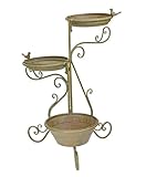 JS Garten Deko 3-stufige Vogeltränke aus Eisen Romantische Gartendeko Vogelfutterspender oder Vogelbad, H 93,5 cm