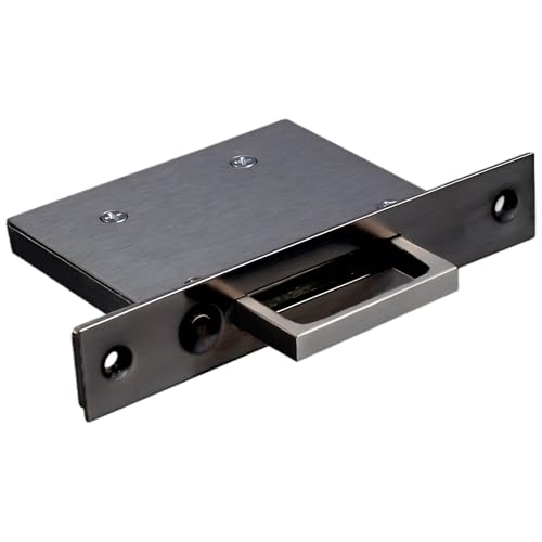 Tirador empotrado para puerta corrediza, gris metalizado, 13.6 cm lado montado, herraje de metal duradero para múltiples tipos de puertas