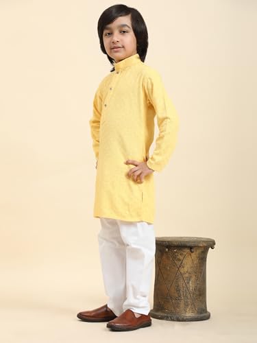 Image of Pro-Ethic Style Developer Men Silk Striped Father Son Matching Ethnic Wear Embroidery Mirror Work Kurta Pyjama Set |(Combo)B-117