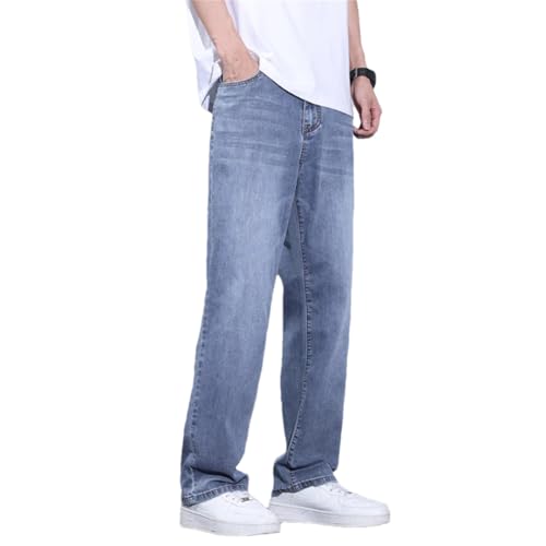 Men Summer Thin Loose Straight Jeans Comfortable Stretch Denim Trousers