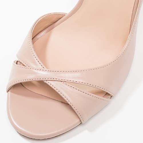Lehoor Women Peep Toe Stiletto High Heels Cross Strap D’orsay Sandal Heels Slip On Retro 3.5 Inch Stiletto Heel Pumps Open Toe Side Cut Sandals Matte Leather Sexy Office Wedding Party Pink 6 M Us #TOP1