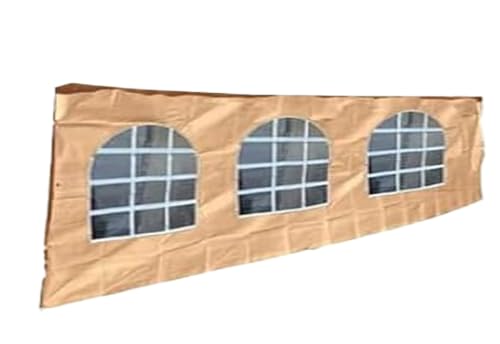DAY STAR SHADES 3 Window 30' Beige Valance Side Wall with Large Arch Windows 12 Mil Heavy Duty 2 Pack Total of Two Side Walls for Canopy 30ft Side Wall Replacement 2pc