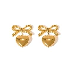 D2：gold heart earrings