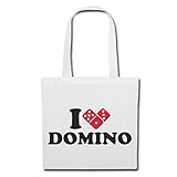 Reifen-Markt Tasche Umhängetasche I LOVE DOMINO - DOMINOSPIEL - DOMINOSTEINE - BRETTSPIEL - DOMINOSTEIN Einkaufstasche Schulbeutel Turnbeutel in Weiß