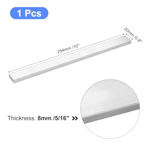 Image of uxcell Square Aluminum Flat Bar, 5 /16 inch Thick 0.8 inch Width 10 inch Length Square Aluminum Bar 6061 Aluminum Flat Plate, 8 x 20 x 254mm T6511 Solid New Mill Stock for Industrial Building