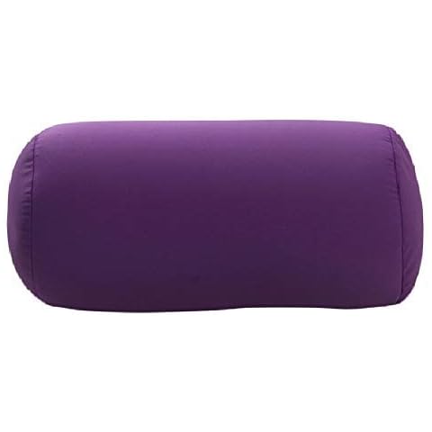 DAYNECETY Micro Bead Roll Pillow Cushion Bolster Microbead Lumbar Support Squishy Pillow Neck Back Support Cushions for Travel Sleeping Bath Bed Massage Yoga Foot- Leg-Rests (Purple) Cover