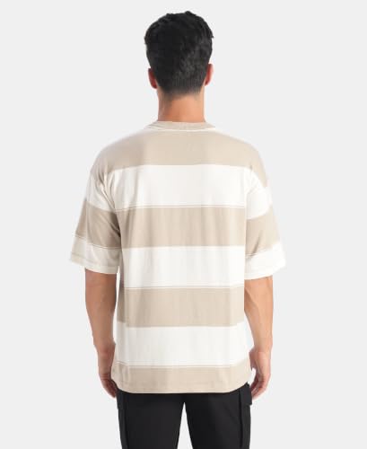 Image of Jockey UM24 Men Super Combed Cotton Rich Striped Oversized T-Shirt