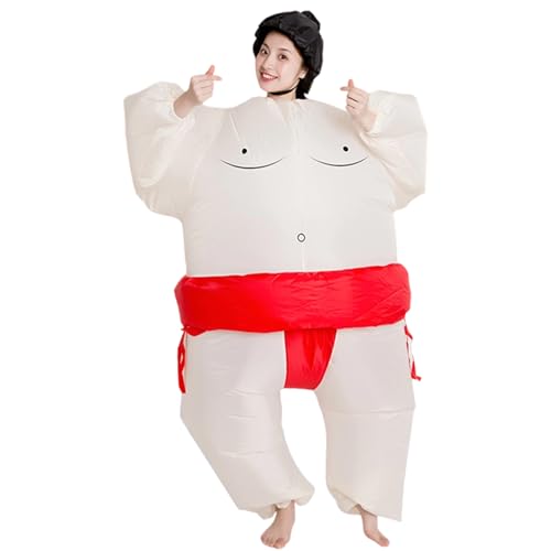 [Moerstar] 力士 コスプレ 相撲 コスチューム３点セット 着ぐるみ インフレータブル 膨張式 空気充填 関取 おもしろ仮装 155-190CM 対応 イベント 文化祭 学園祭 ハロウィン パフォーマンス道具 仮装 おもしろい 大人用 (レッド 大人)の商品画像（Amazon）