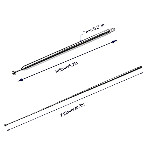 image for Be In Your Mind 2pcs 7 Sections Telescopic Antenna Aerial 145-740mm 8m