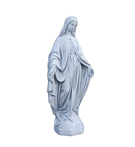Green Lane Garden Figurine de la Vierge Marie, sculpture intérieure ou extérieure en pierre reconstituée, statue religieuse Blanc/Gris Taille unique 680 Cover
