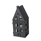 Seaside No.64 - Laterne aus Metall - Lichthaus/Windlicht - perfekt um Stumpenkerzen, Teelichter und LED- Lichter in Szene zu setzen - Wohnaccessoire für Herbst/Winter/Neutral (Haus Schwarz groß)