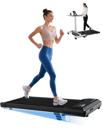 Image of DeerRun Under Desk Walking Pad Treadmill for Home Office & Small Spaces, 6% Manual Incline, 0.6-3.8 MPH Walking Speed, 2.5 HP, 300 lb Capacity, App & Remote Control