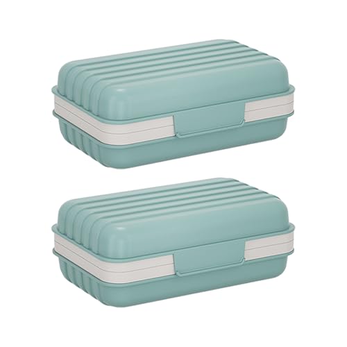 CHROMACRAFT 2 Boîtes À Savon avec Couvercle, Rangement De Vanité, Drain Et Résistant À L'Humidité, Boîte À Savon en Plastique Simple (Bleu Brouillard).
