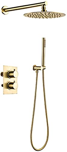 Ensemble de robinets de douche thermostatique anti-brûlure or brossé chic - 2