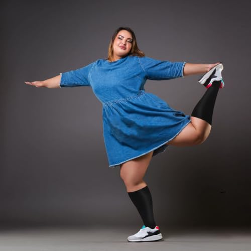 Image of 3 Pairs Plus Size Compression Socks for Women and Men Wide Calf 20-30mmhg Extra Large Knee High Support for Circulation