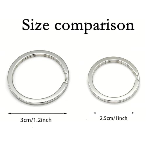 Image of 11 Pcs Stainless Steel Keyrings,Heavy Duty Round Split Key Chain Rings,30 mm /1.2 inch Flat Keyring